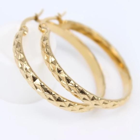 NEW 18K Yellow Gold Hoop Earrings - Picture 4 of 6